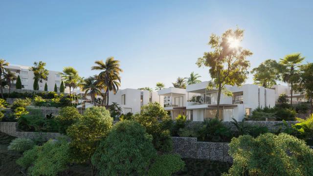 Imagen 5 de Villas adosadas contemporáneas en Santa Clara, Marbella con piscinas y vistas al golf
